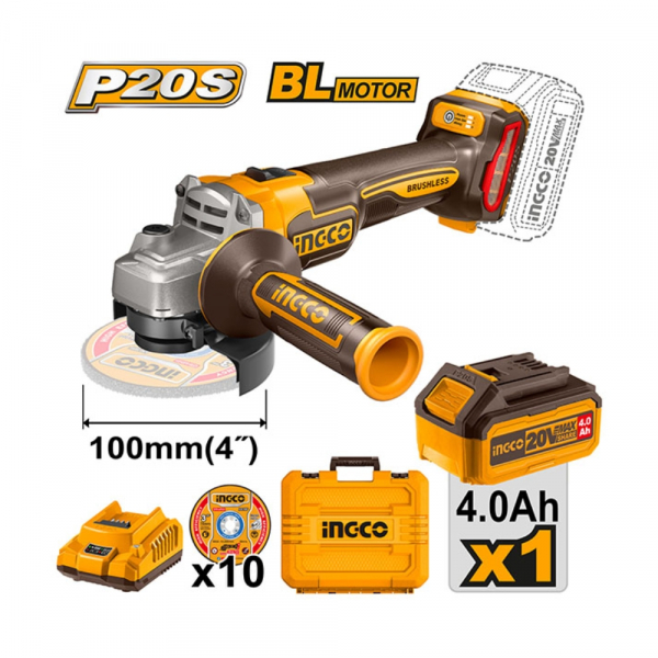 Máy mài góc dùng pin 20V- 100mm Ingco CAGLI211041