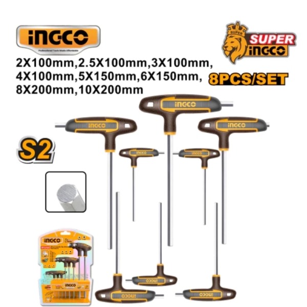 Bộ 8 chìa lục giác tay cầm chữ T Ingco HHKT8081