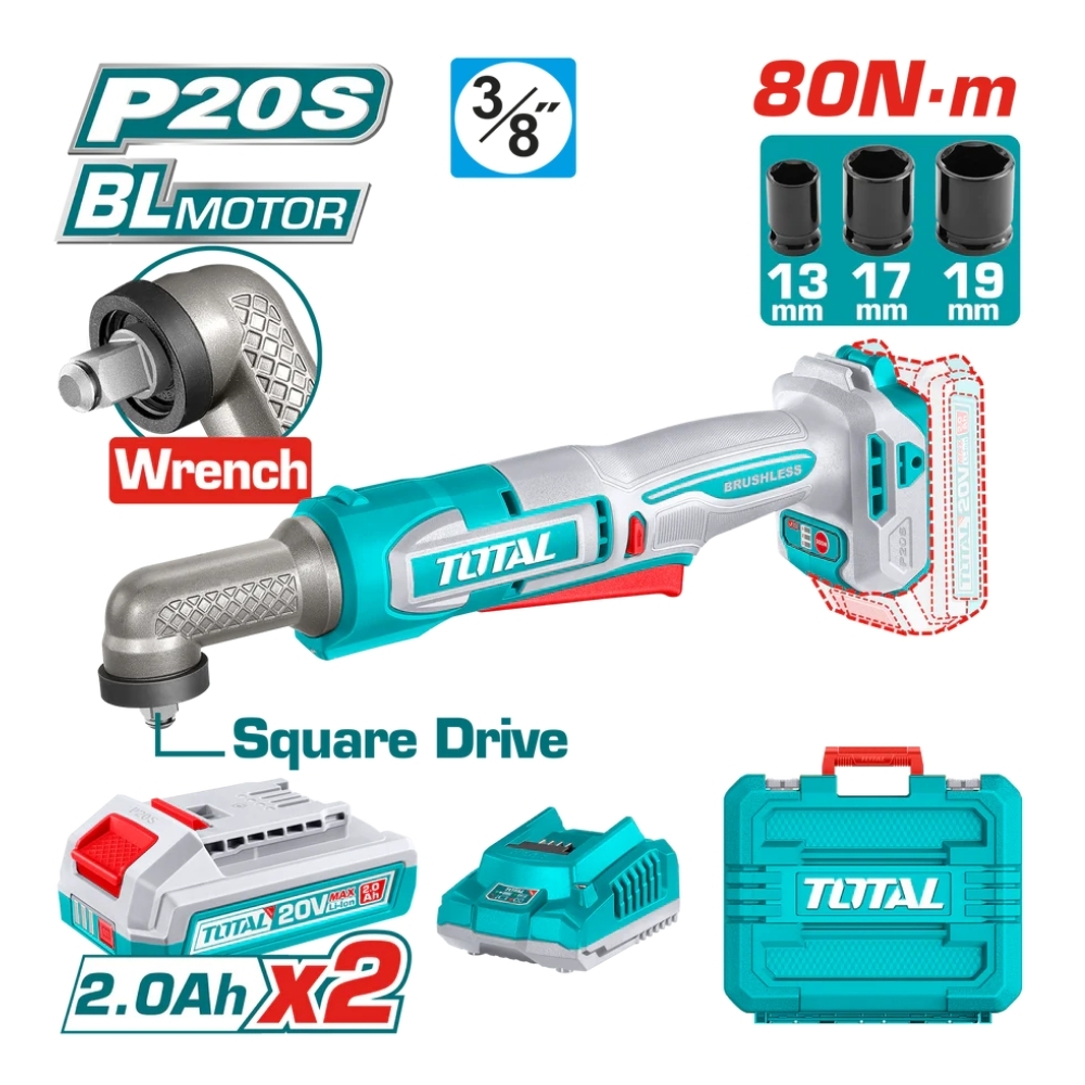 Máy siết buloong góc không chổi than dùng pin 20V Total TAIWLI208 1 Máy siết buloong góc không chổi than dùng pin 20V Total TAIWLI208