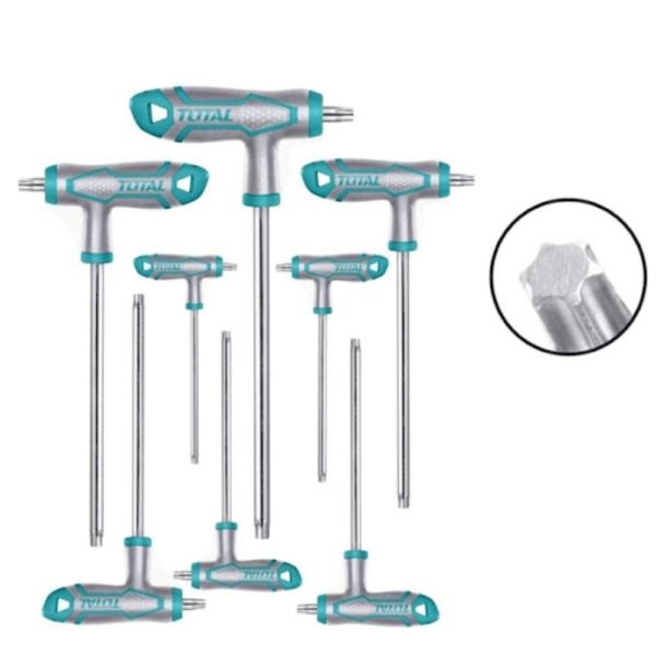 Bộ 8 chìa lục giác bông tay cầm chữ T Total THHW80836