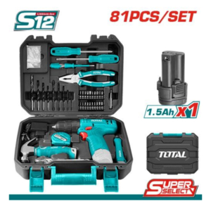 Bộ 81 món máy khoan TDLI12415 dùng pin 12V Total THKTHP10812