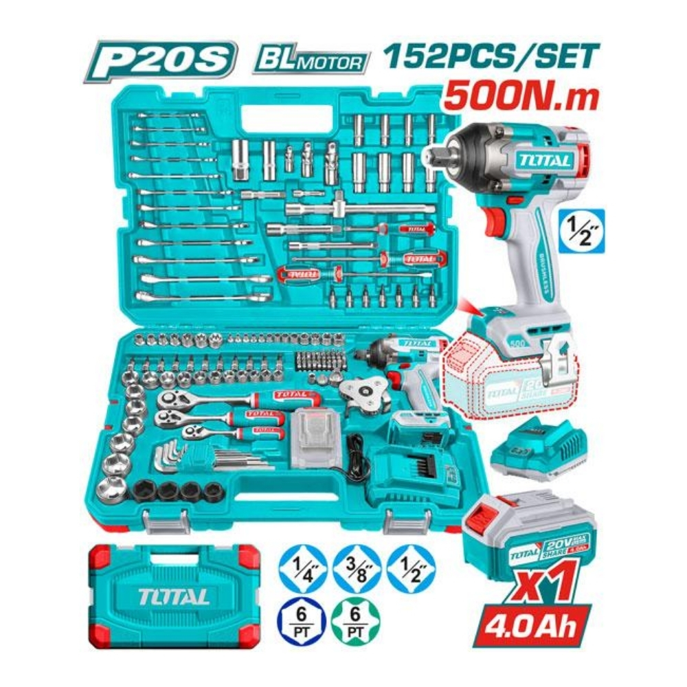 Bộ 152 món máy siết buloong TIWLI2050 20V Total THKTHP31522 1 Bộ 152 món máy siết buloong TIWLI2050 20V Total THKTHP31522