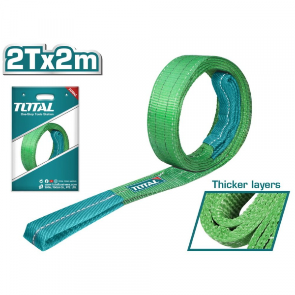 Dây cáp vải cẩu hàng xanh lá 2Tx2m Total THTWS0202