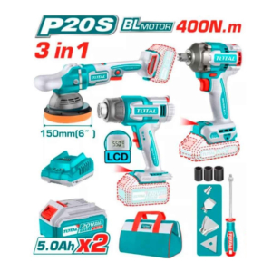 Combo máy thổi nhiệt TBLI2003 & máy đánh bóng TAPLI2015 & máy siết buloong TIWLI20401 20V Total TOSLI240863