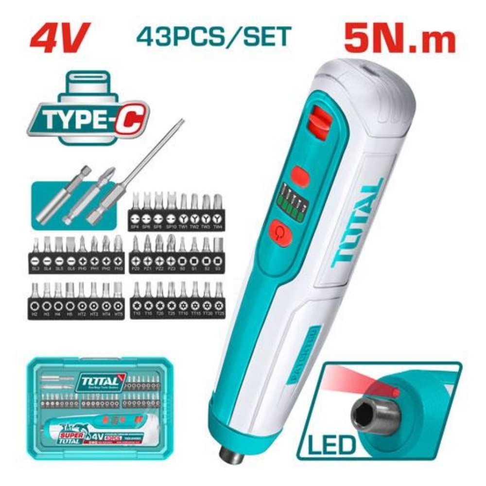 Máy vặn vít dùng pin 4V 5Nm Total TSDLI0406 1 Máy vặn vít dùng pin 4V 5Nm Total TSDLI0406