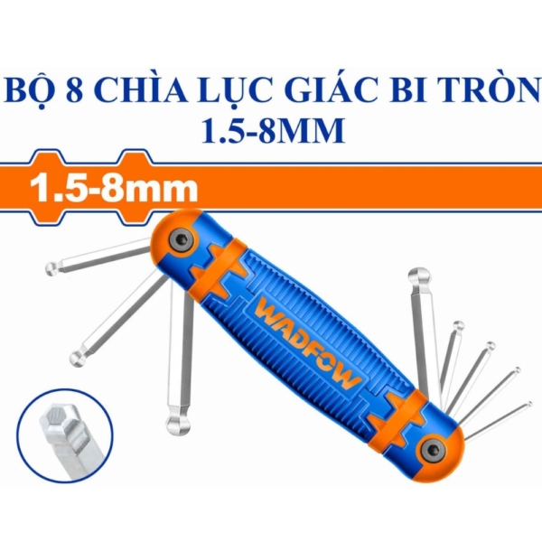 Bộ 8 chìa lục giác bi xếp gọn 1.5-8mm WadFow WHK2281
