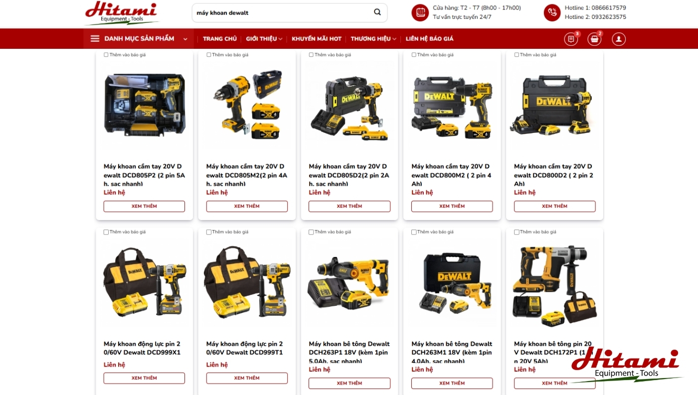 Mua máy khoan tại Thiết bị dụng cụ kỹ thuật Hitami