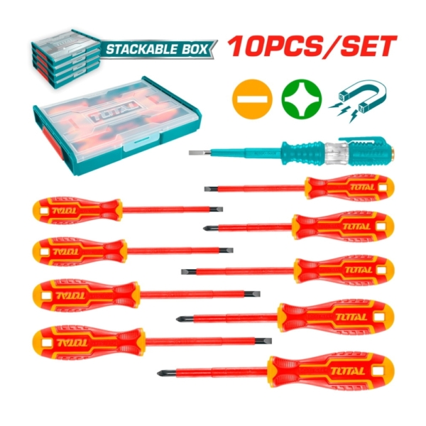 Bộ 10 công cụ cầm tay cách điện Total THKTV02S101