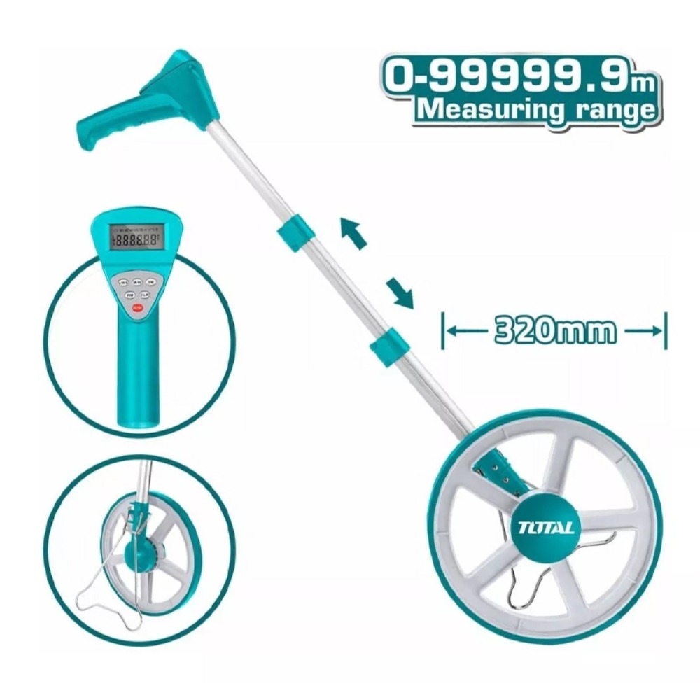 Thước lăn đo chiều dài bằng dạng bánh xe 9999m Total TMT19945 1 Thước dây 50m sợi thủy tinh Total TMTF13506