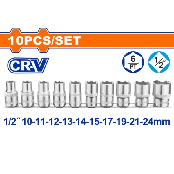 Bộ 10 đầu tuýp 1/2" Wadfow WST2410