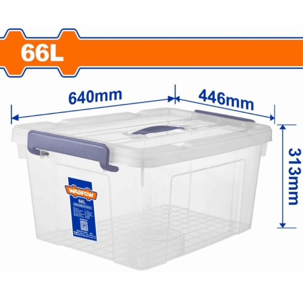 Hộp nhựa trữ kho trắng trong 66L Wadfow WTB2370