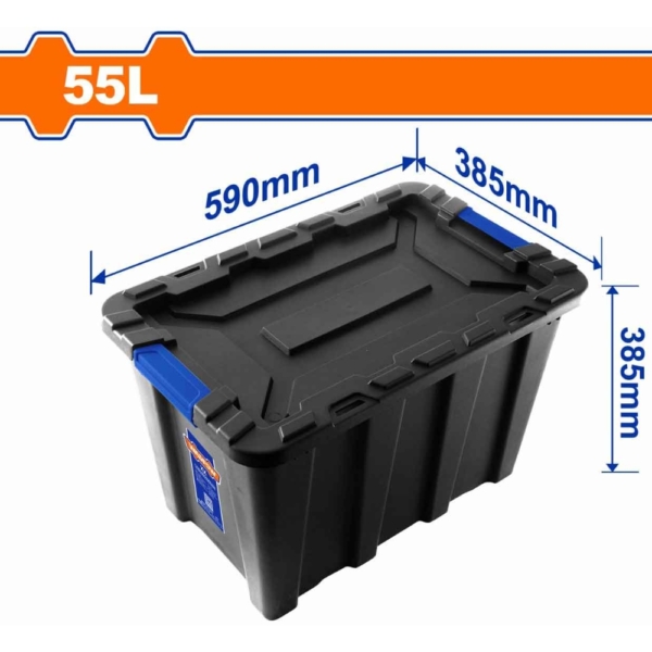 Hộp nhựa trữ kho đen 55L Wadfow WTB3355