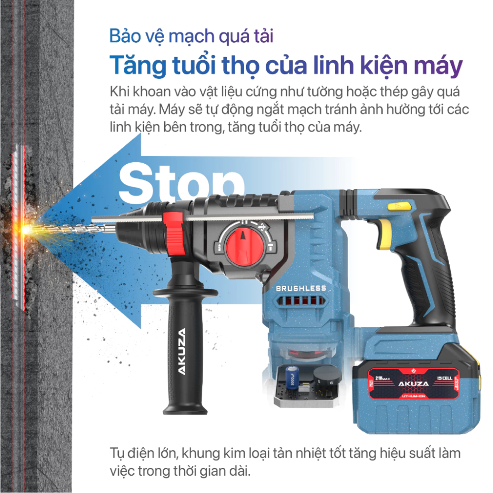 Máy khoan bê tông Pin Akuza 2601 Anti kickback 3 Akuza-2601-Anti-kickback-3