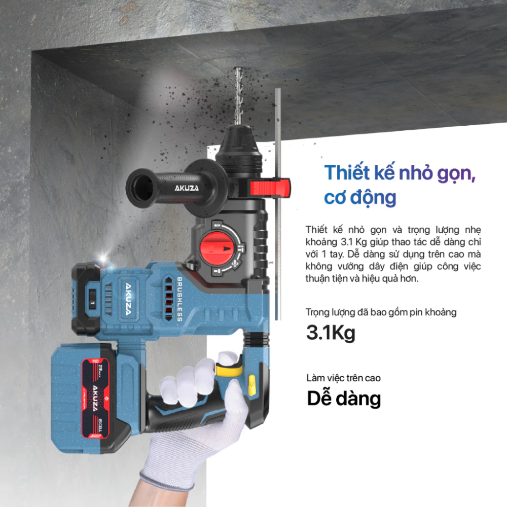 Máy khoan bê tông Pin Akuza 2601 Anti kickback 7 Akuza-2601-Anti-kickback-7