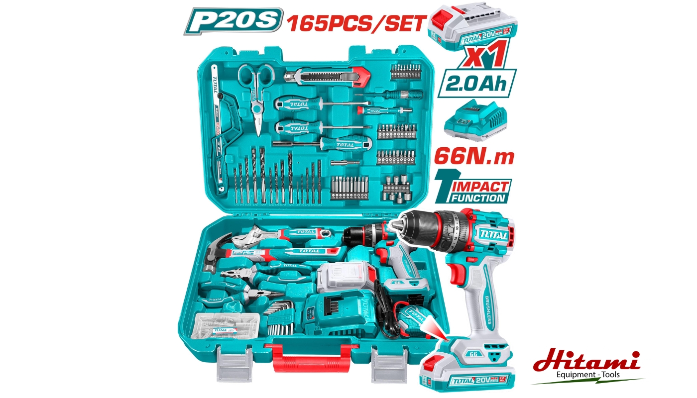 Bộ máy khoan búa pin không chổi than 165 món Total THKTHP11652: Giải Pháp Toàn Diện Cho Công Việc Chuyên Nghiệp