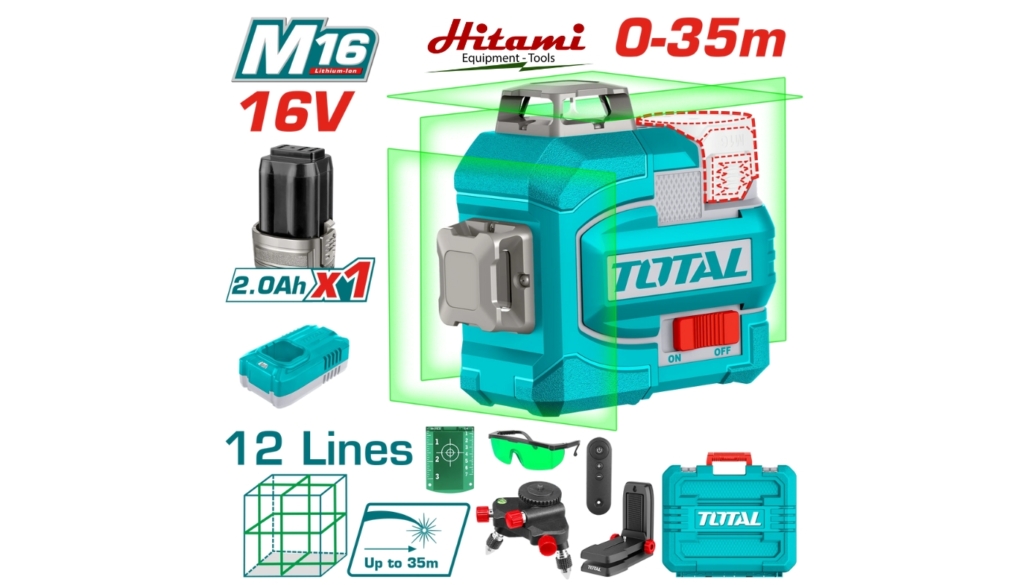 Máy cân bằng tia laser xanh 360 độ Total TLL301201