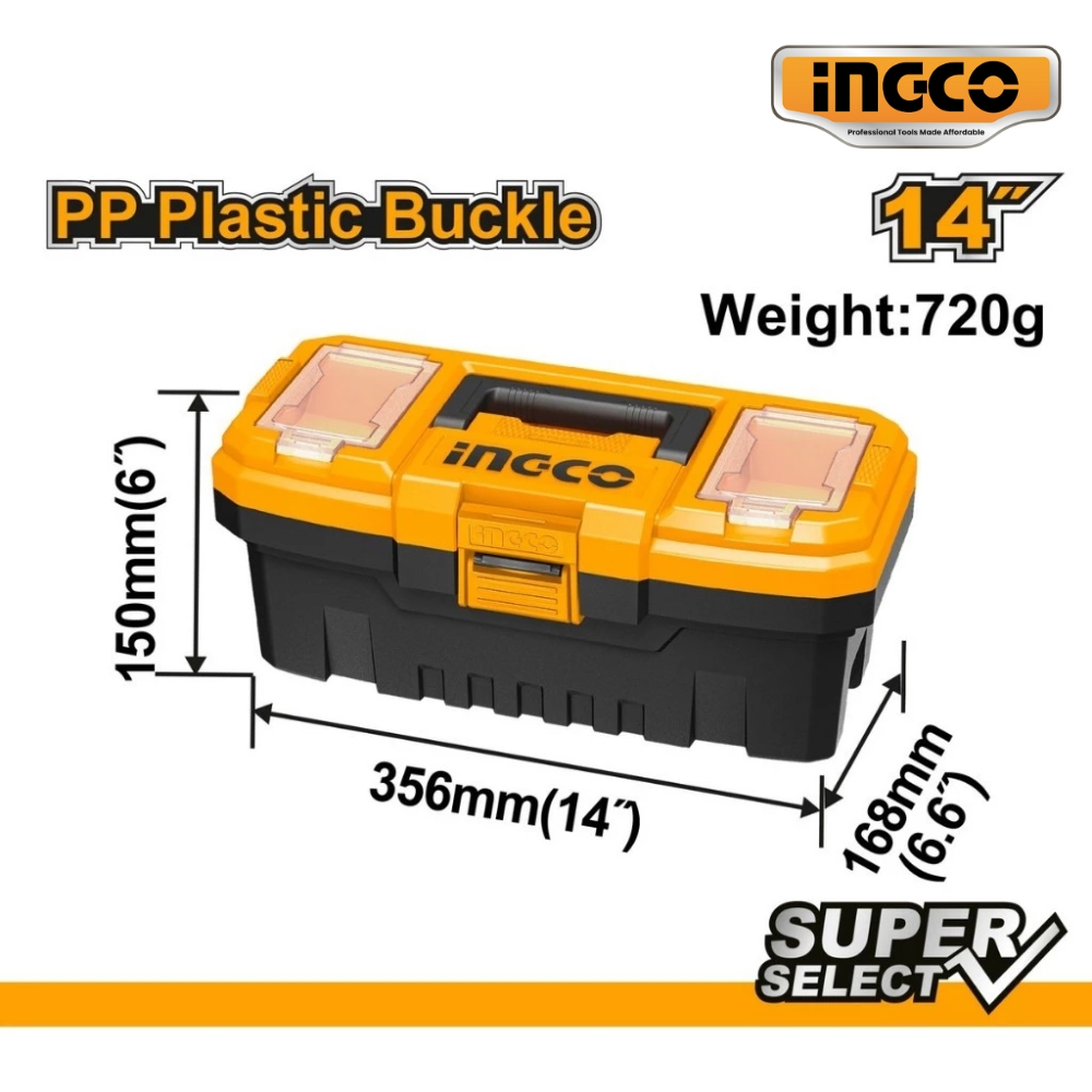 Hộp nhựa đựng dụng cụ 14 inch Ingco PBX1401 (khóa nhựa PP) 1 Hộp nhựa đựng dụng cụ 14 inch Ingco PBX1401