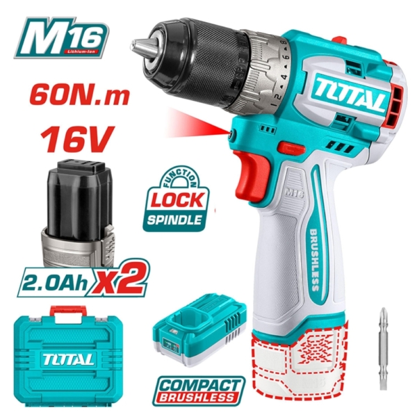 Máy khoan vặn vít pin 16V không chổi than Total TDLI16682