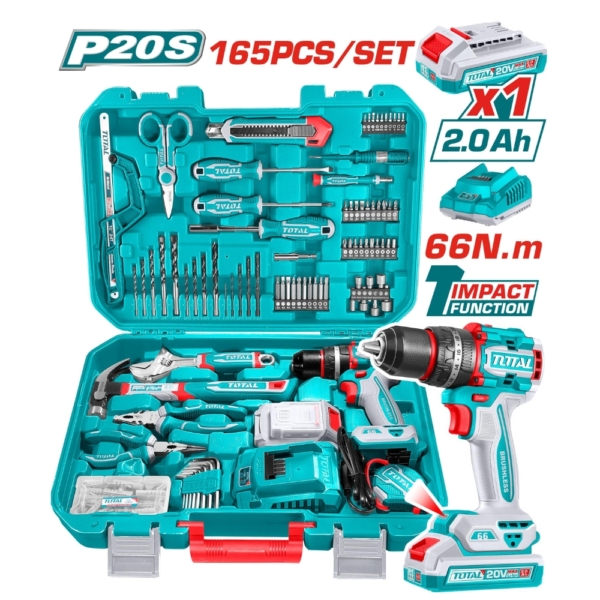Bộ máy khoan búa pin không chổi than 165 món Total THKTHP11652