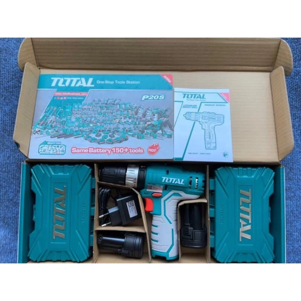 Bộ máy khoan pin Total TIDLI12201, 45 tua vít & 16 mũi khoan 2 TOSLI23022-2