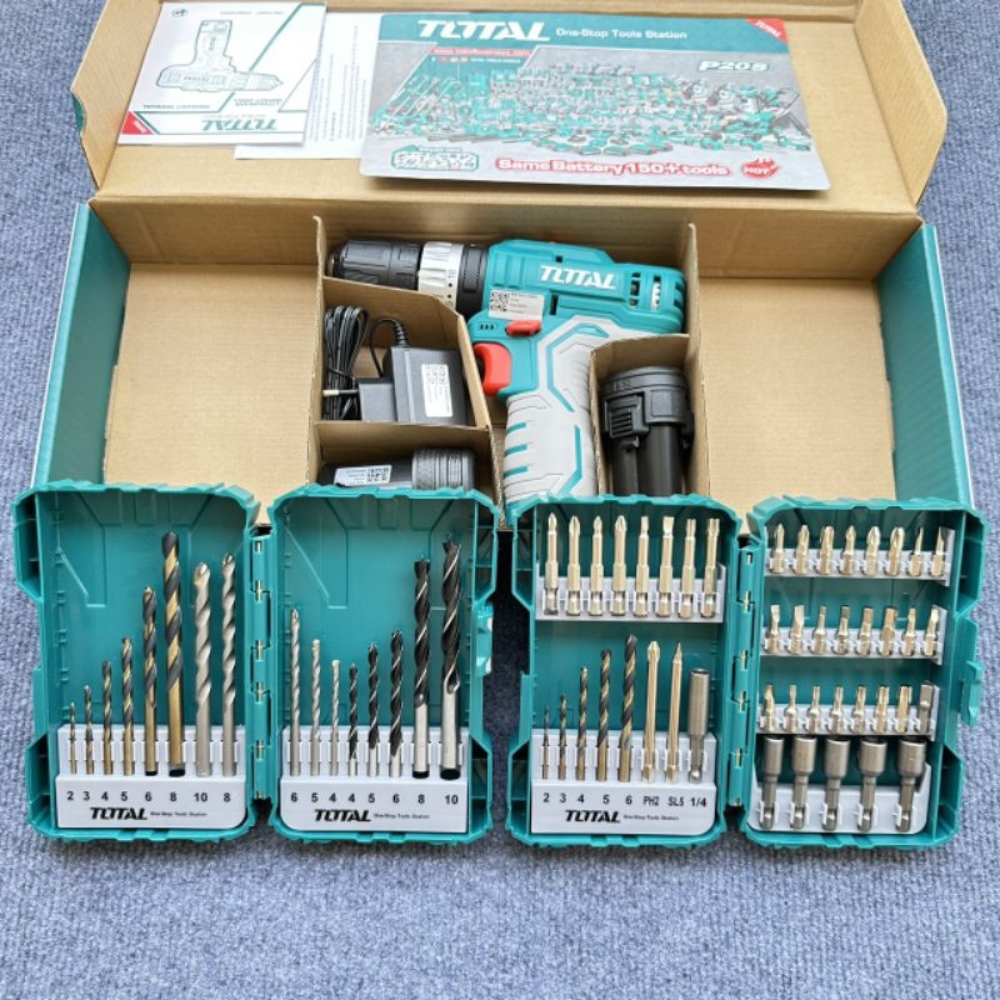 Bộ máy khoan pin Total TIDLI12201, 45 tua vít & 16 mũi khoan 3 TOSLI23022-3