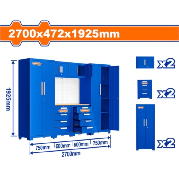 Bộ 6 tủ lưu trữ đồ nghề trong gara 700x472x 1925mm Wadfow WCS3A06