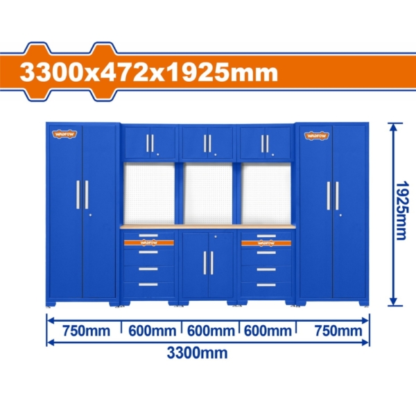 Bộ 8 tủ lưu trữ đồ nghề trong gara 3300x472x1925mm Wadfow WCS3A08