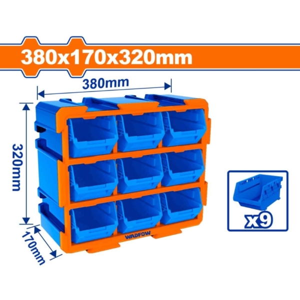 Bộ tủ gồm 9 khay nhựa (dạng hở) 380x170x320mm Wadfow WTB8330
