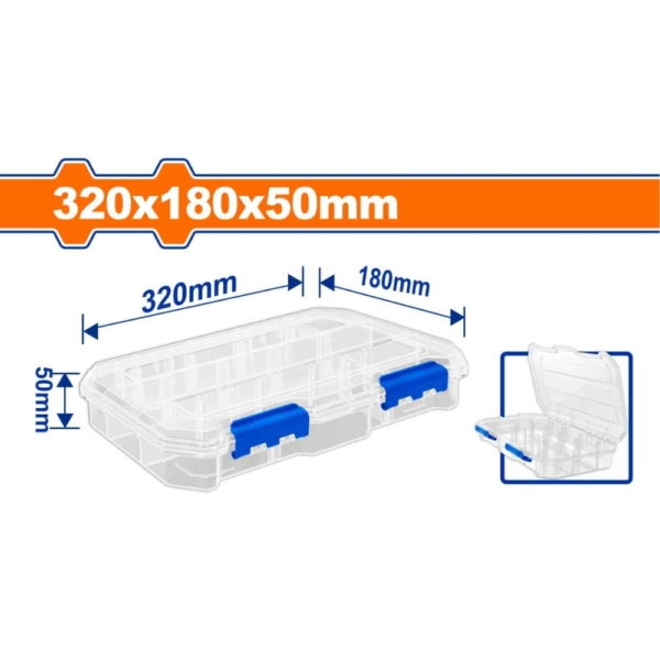 Hộp nhựa trong suốt chia 13 ngăn 320x180x50mm Wadfow WTB8342