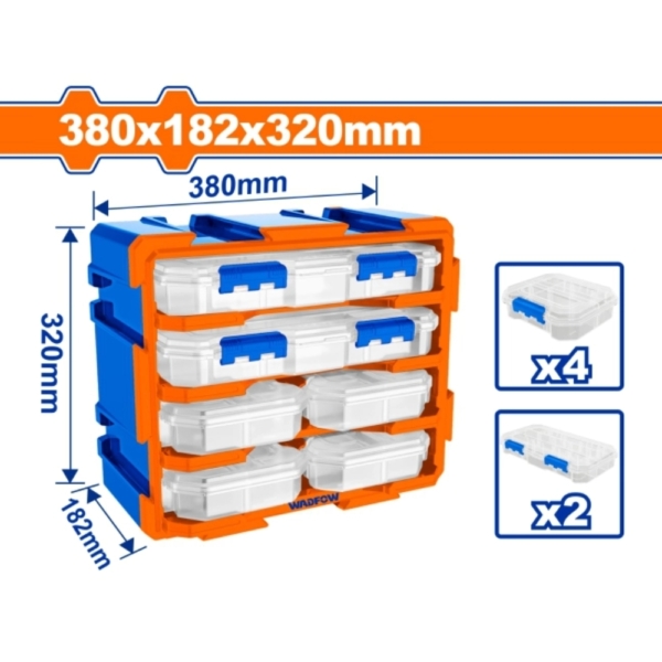 Bộ tủ gồm 2 hộp 13 ngăn và 4 hộp nhựa6 ngăn 380x182x320m Wadfow WTB8346