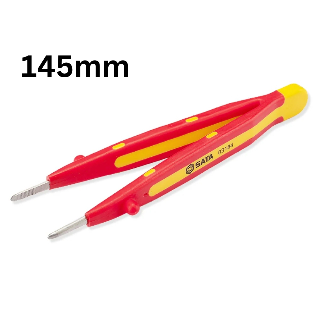 Nhíp đầu tròn dẹt cách điện 1000V Sata 03184 145mm 1 Nhíp đầu tròn dẹt cách điện 1000V Sata 03184 145mm