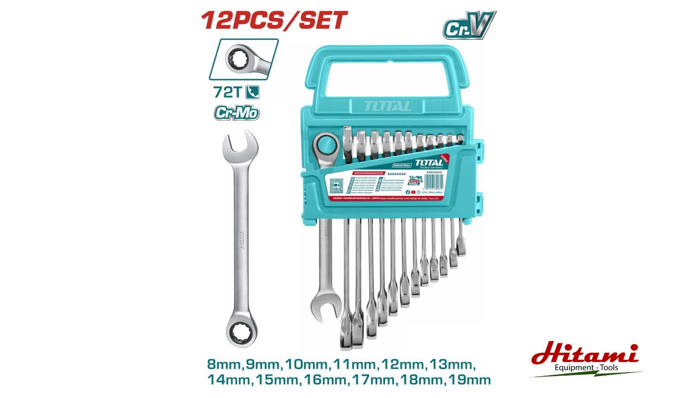 Giới thiệu bộ 12 cờ lê vòng miệng xoay chiều Total THT102RK0126