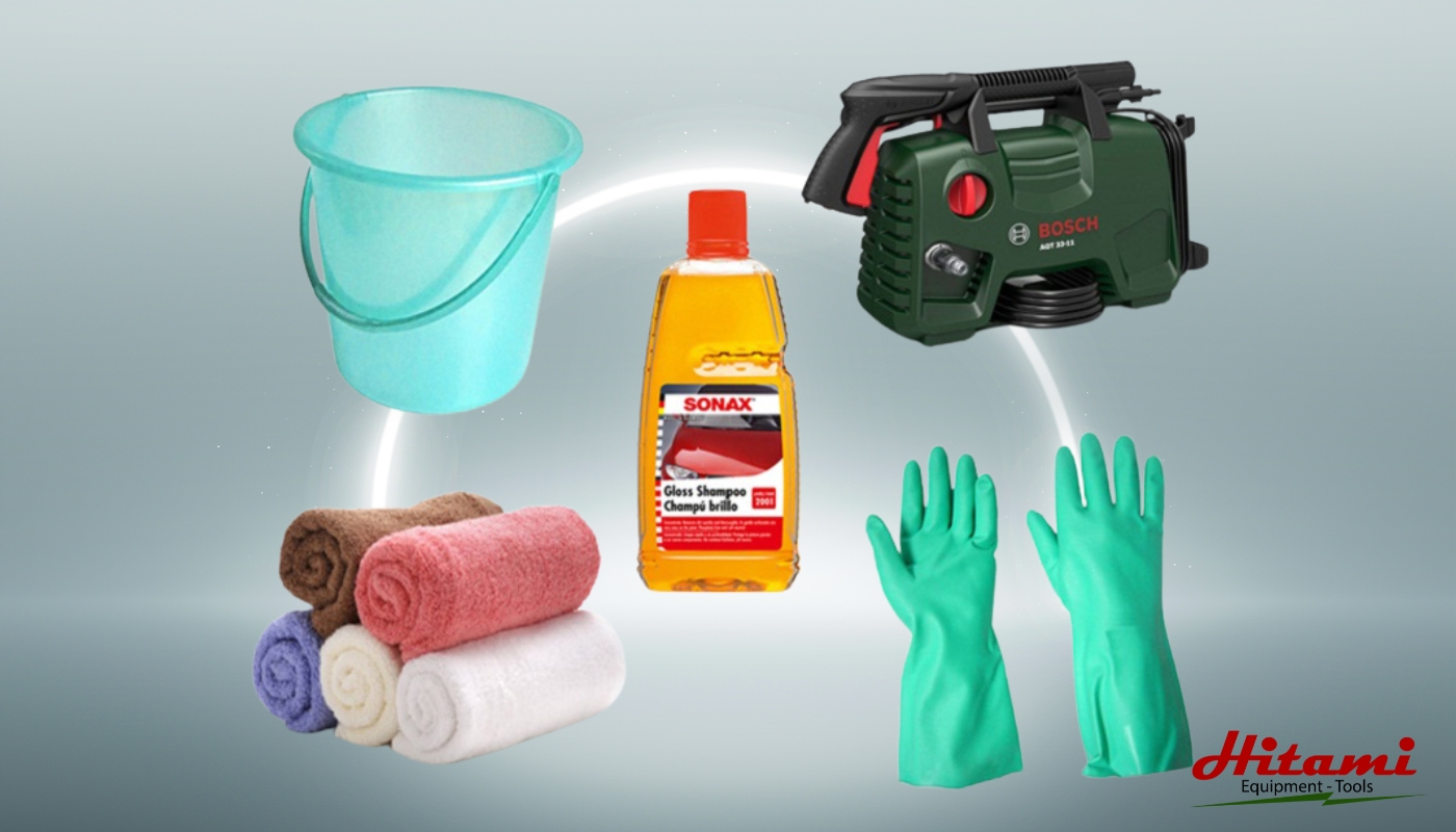 Chuẩn bị dụng cụ rửa xe