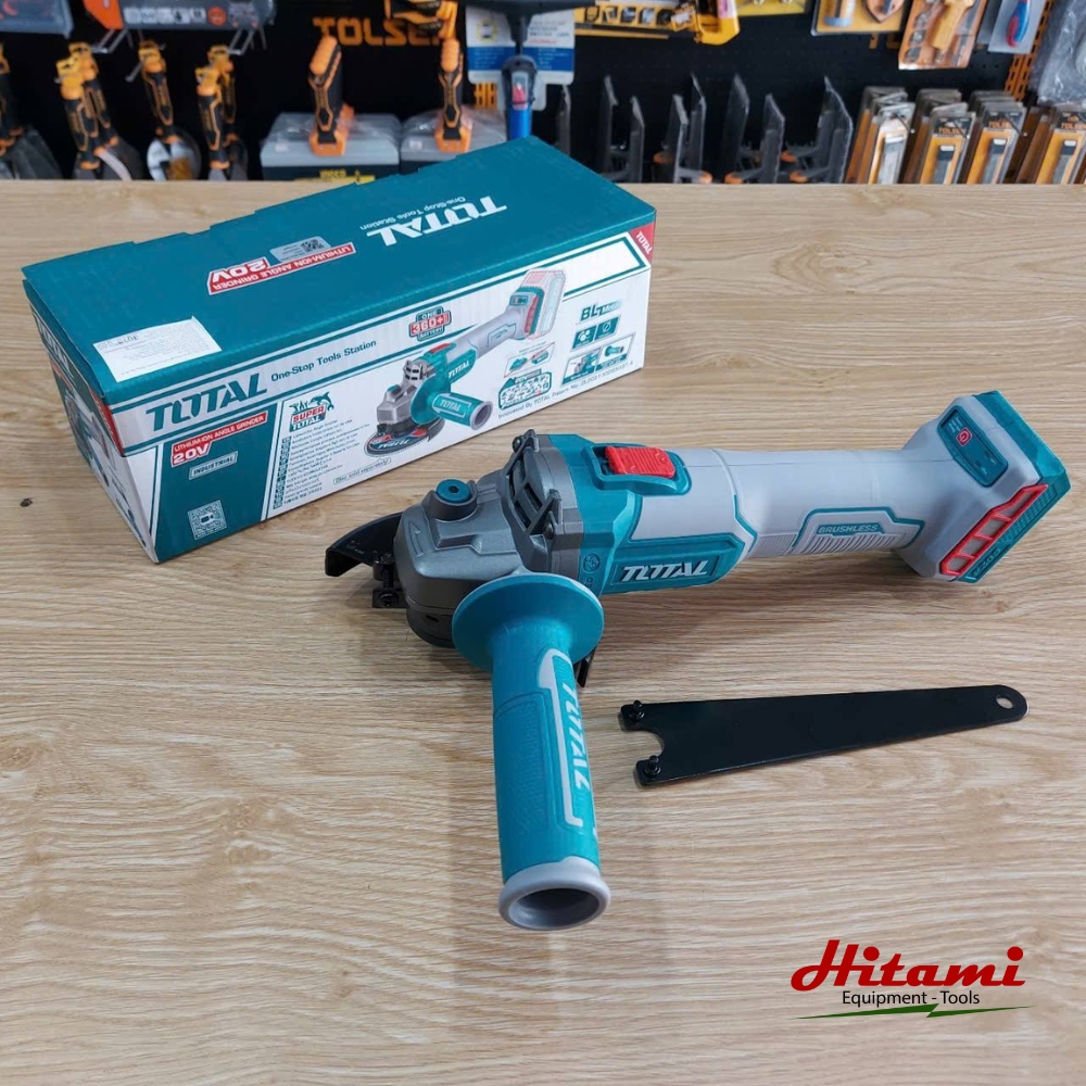 Hình ảnh trọn bộ máy mài góc pin không chổi than 125mm Total TAGLI201258