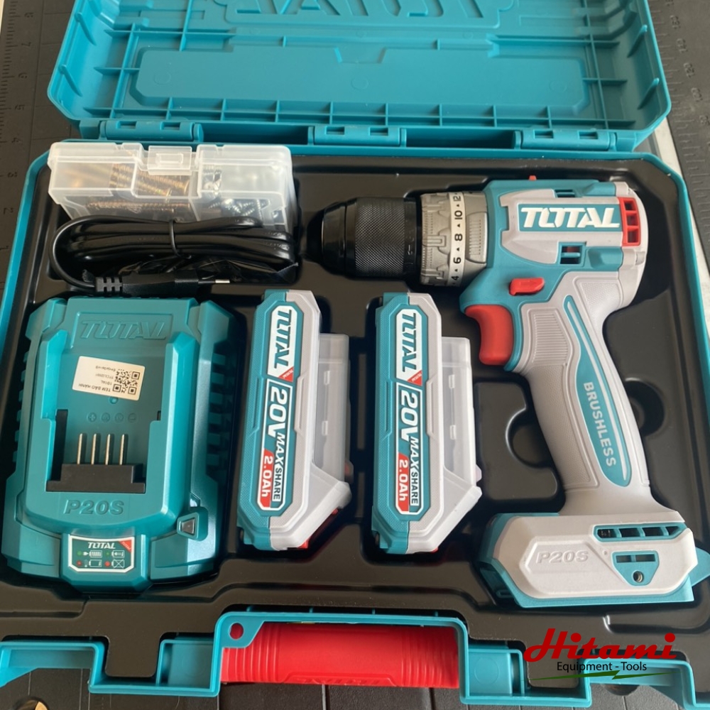 Hình ảnh trọn bộ máy khoan pin không chổi than 20V Total TDLI20602