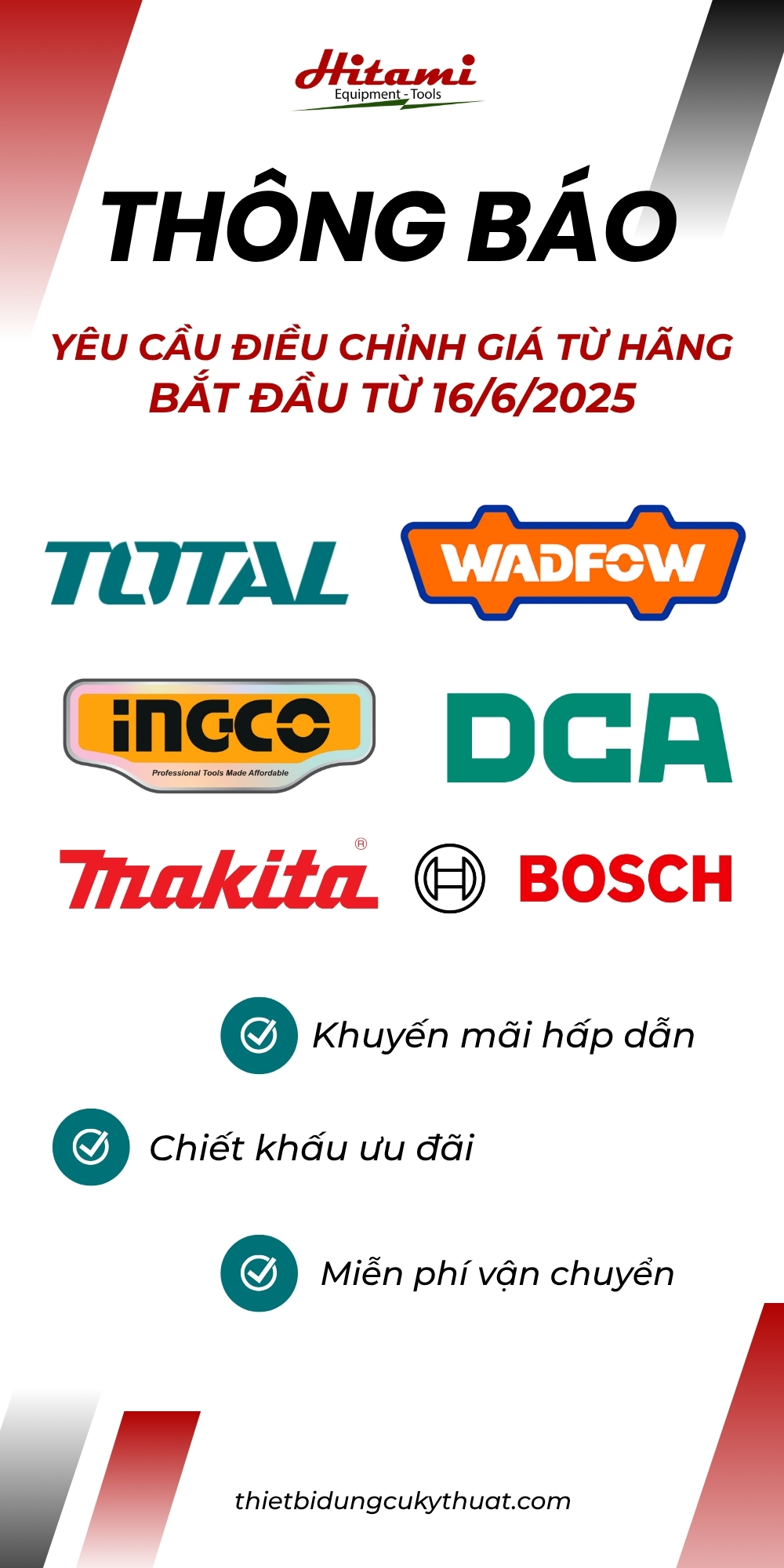 Thông báo điều chỉnh giá
