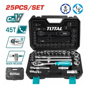 Bộ tuýp 25 chi tiết và cần siết 2 chiều Total THT121251