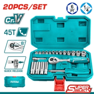 Bộ 20 đầu tuýp 1/4 inch và cần siết lực Total THT141201