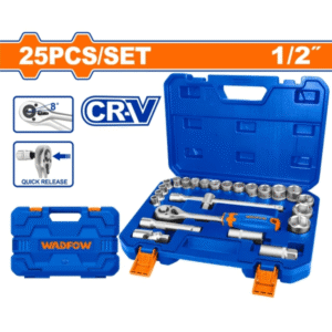 Bộ 25 chi tiết tay vặn đầu tuýp 1/2" Wadfow WST2D25