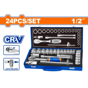 Bộ 24 chi tiết tay vặn đầu tuýp 1/2" Wadfow WST2L24