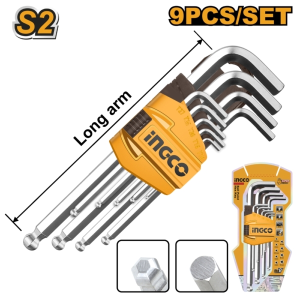Bộ 9 chìa lục giác bi Ingco HHK12091