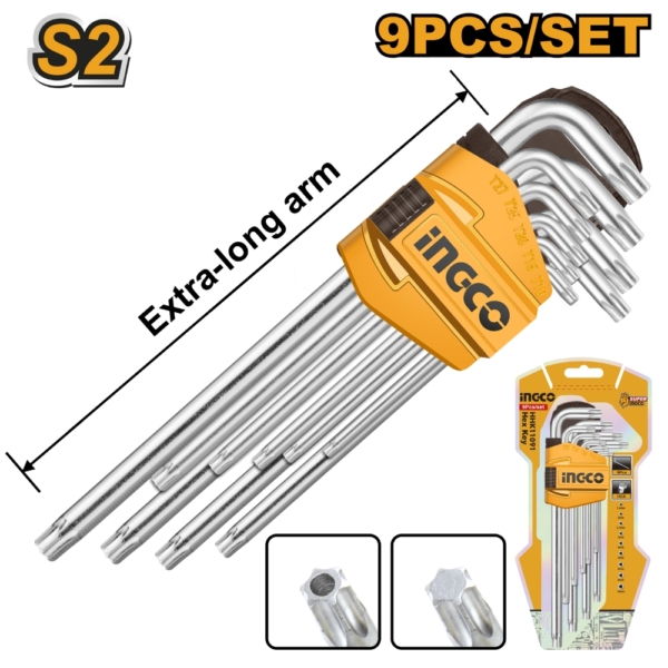 Bộ 9 chìa lục giác bông dài Ingco HHK13092