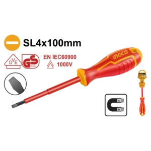 Tua vít dẹp cách điện 4x100mm Ingco HISD814100