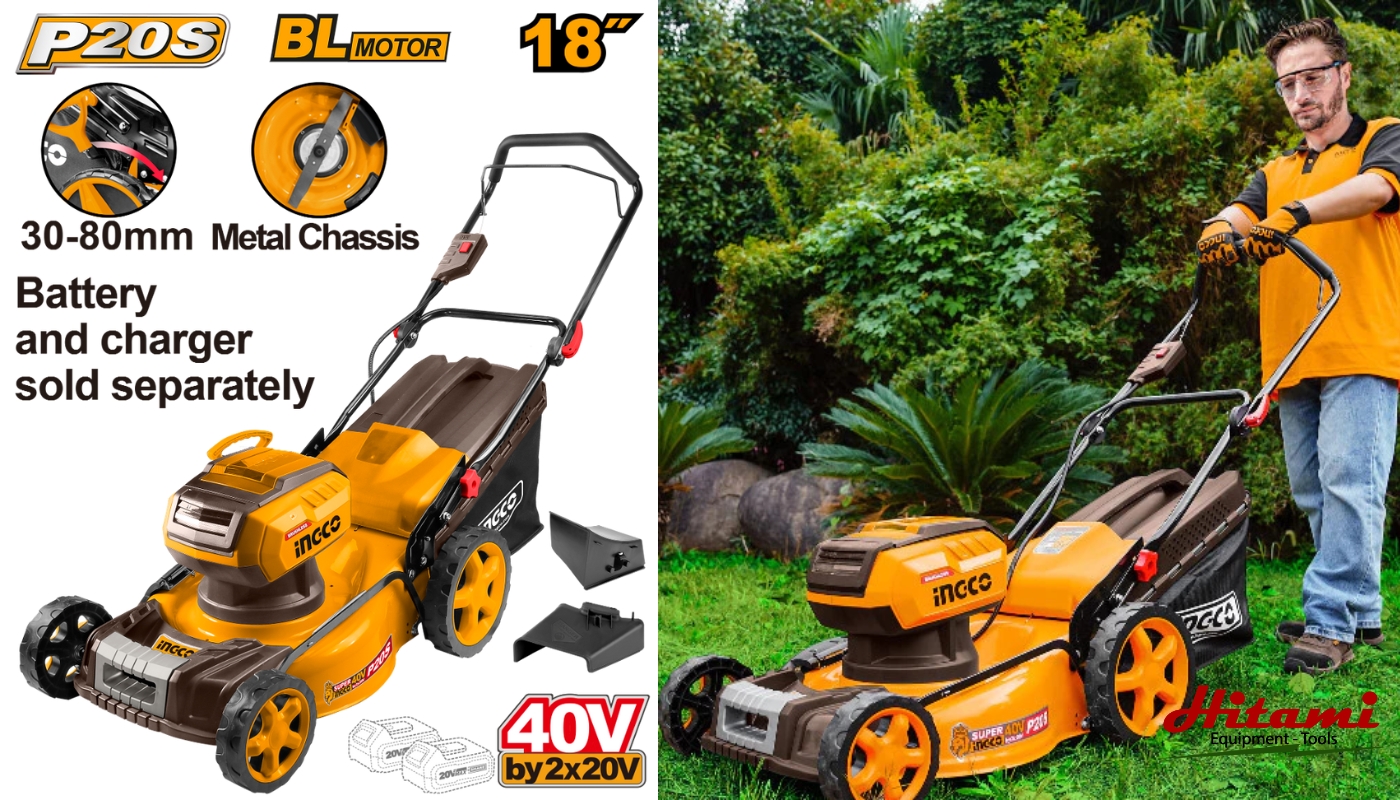 Hình ảnh thực tế Máy cắt cỏ đẩy tay dùng pin 40V Ingco LMLI20185