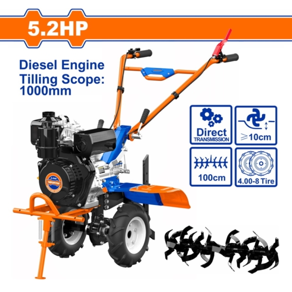 Máy xới đất chạy dầu diesel 5.2HP Wadfow WTL3A100 (kiểu lưỡi 32 chiếc)