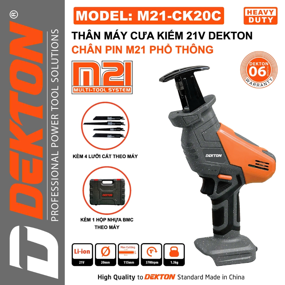 Máy cưa kiếm dùng pin 21V Dekton M21-CK20C 1 Máy cưa kiếm dùng pin 21V Dekton M21-CK20C