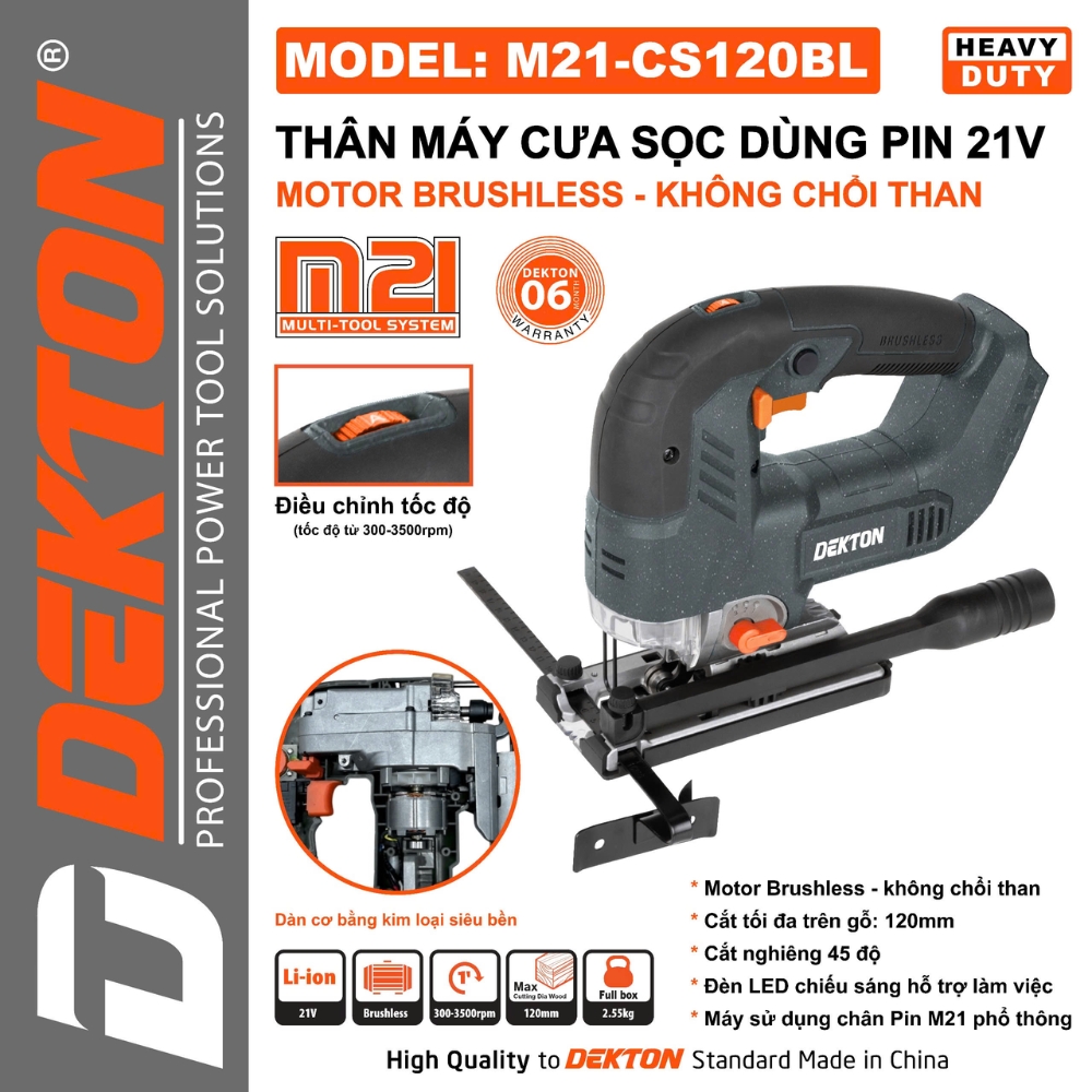 Máy cưa lọng dùng pin 21V Dekton M21-CS120BL 1 Máy cưa lọng dùng pin 21V Dekton M21-CS120BL