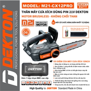 Máy cưa xích 12 inch dùng pin 21V Dekton M21-CX12PRO