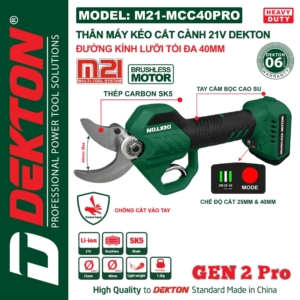 Kéo cắt cành dùng pin 21V 40mm Dekton M21-MCC40PRO