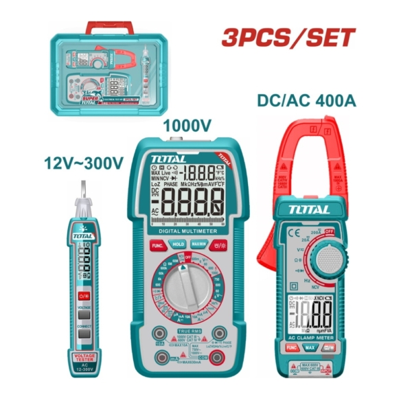 Bộ combo bút thử điện, đồng hồ vạn năng, ampe kềm Total TOS24067